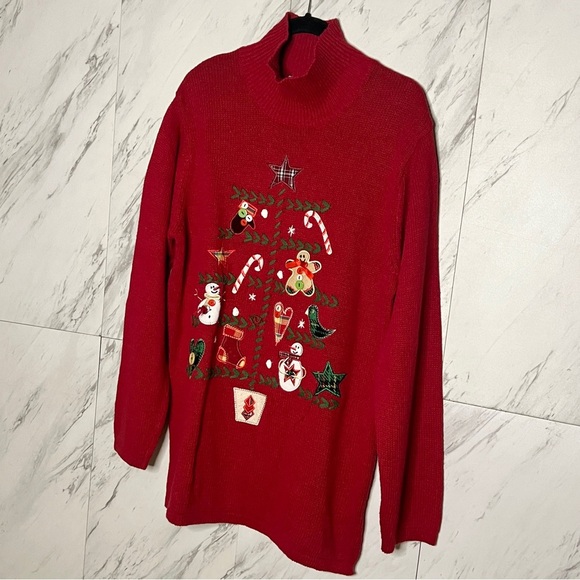 Holiday Editions Ugly Christmas Embroidered Turtleneck Sweater SZ L - Picture 2 of 6